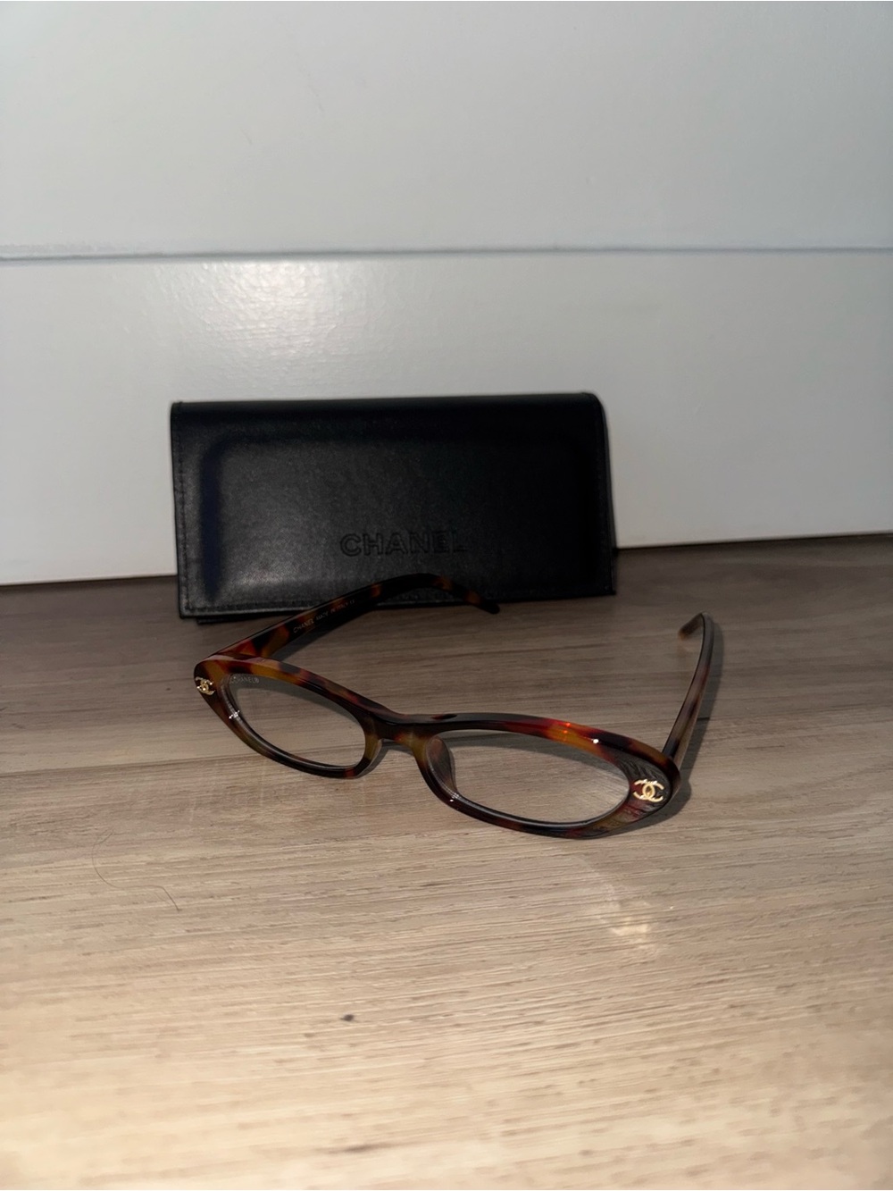 CHANEL Brown Cat Eye Women's Eyeglasses with Gold CC
